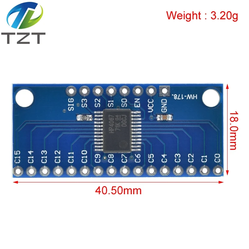 TZT CD74HC4067 16-Channel Analog Digital Multiplexer Breakout
