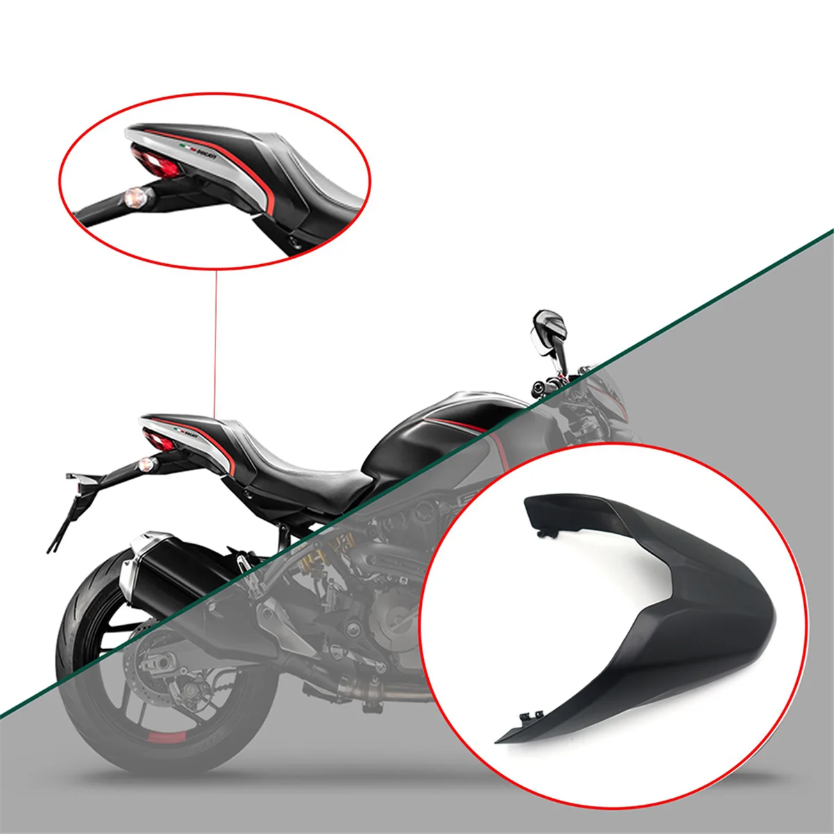 Motorcycle Rear Pillion Passenger Seat Tail Fairing Cowl for Ducati MONSTER 821 2018-2022 797 2017-2022 1200