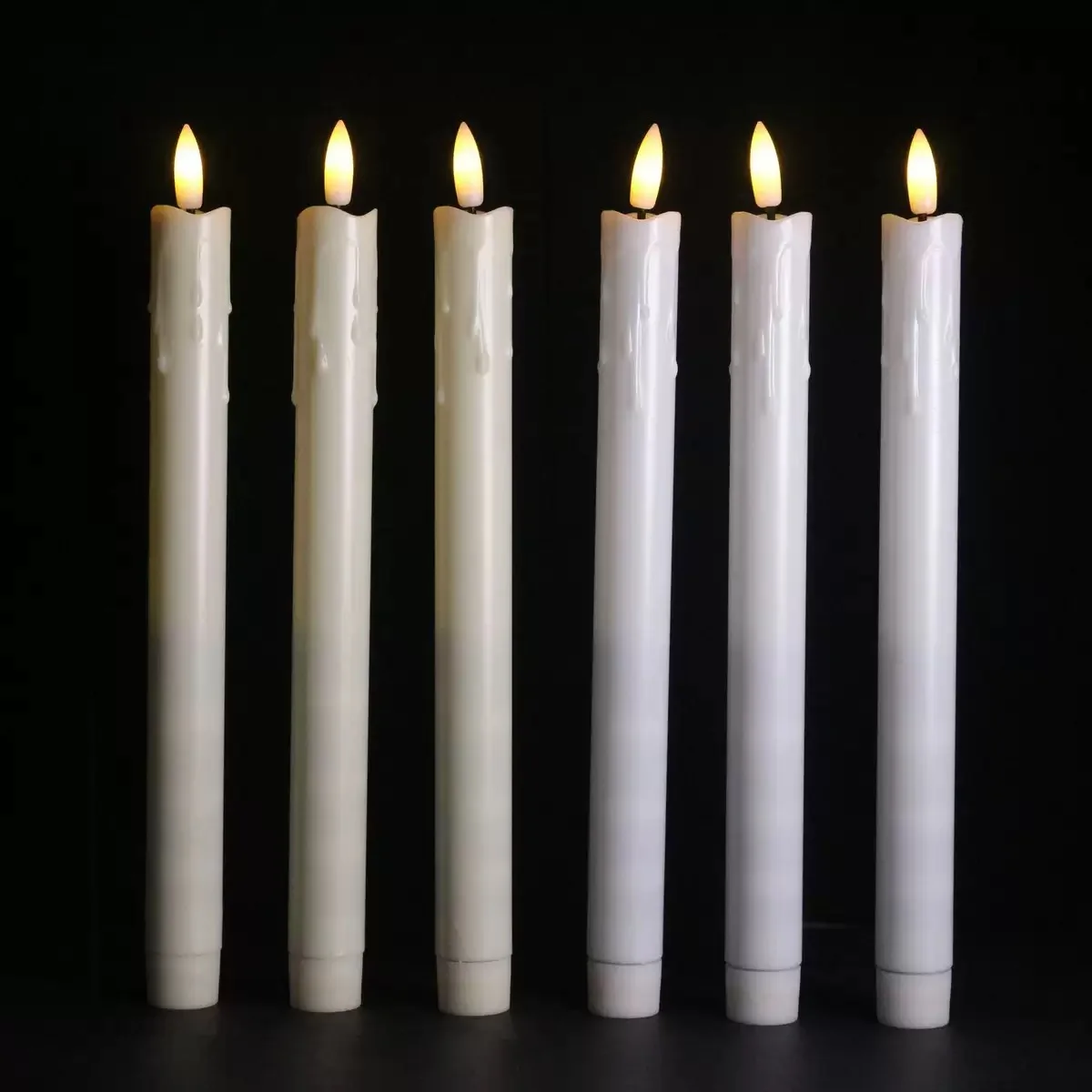3D Wick Simulated dripping wax Window Stick Candles Flickering Led Taper Light Remote controlled w/Timer H19.5cm/25.5cm optional