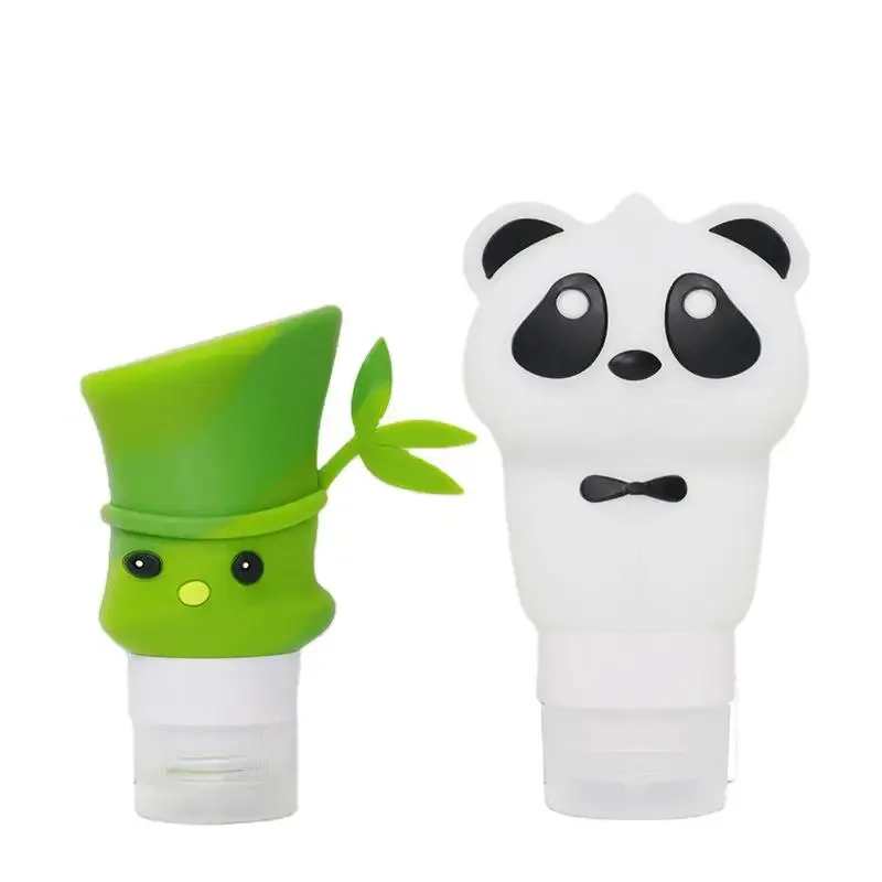 1 stks 60 90 ml Leuke Vorm Panda Reizen Shampoo Gel Lotion Opslag Fles Lekvrij Siliconen Cosmetische Refill Container