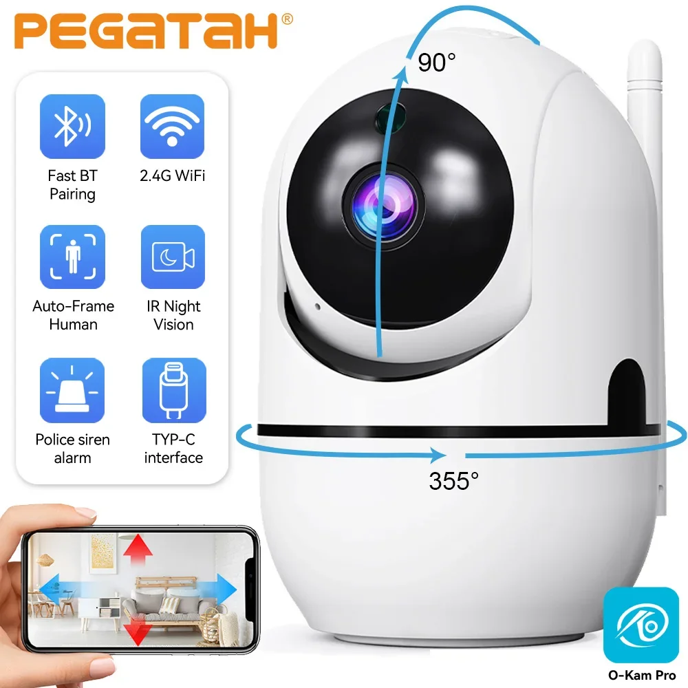 �y�Z�[�����zPEGATAH 2K �X�}�[�g�z�[���Z�L�����e�B�J���� 360 °   PTZ�����ǐ�AI���m�i�C�g�r�W�����Z�L�����e�B�Ď��x�r�[���j�^�[