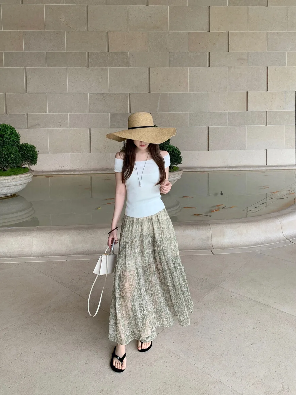 

Юбка-полусолнце Lilian Santa с 3D-тиснением и цветочным узором, прозрачная, эластичная, универсальная, для повседневной носки, S265137, А-силуэт, свободный крой, высокая талия