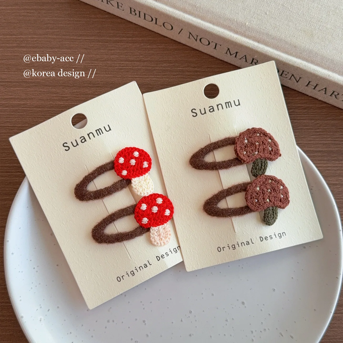 Hair Clips Premium Woven Korean Style Mushroom Clips Forest Style Cute Girls Side Bangs Flyaways Taming Hair Accessories
