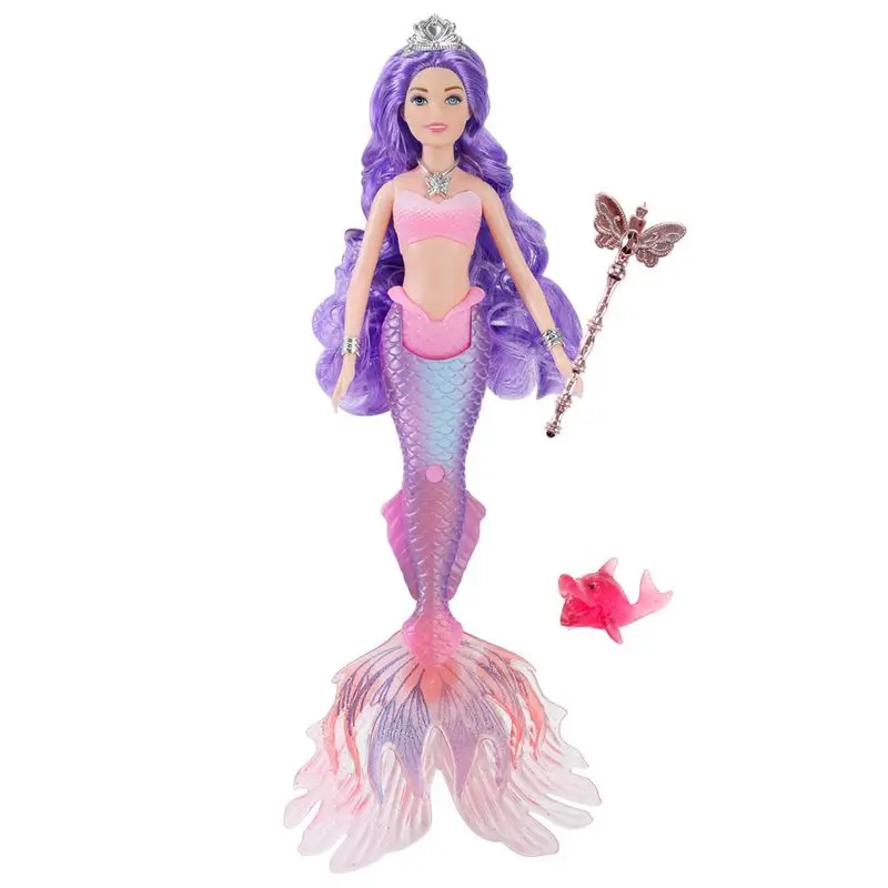 Bambole a sirena Illuminazione musicale Giocattoli per bambini Corpo di bambola colorato Rosa Blu Rosso Viola Capelli Accessori in miniatura per