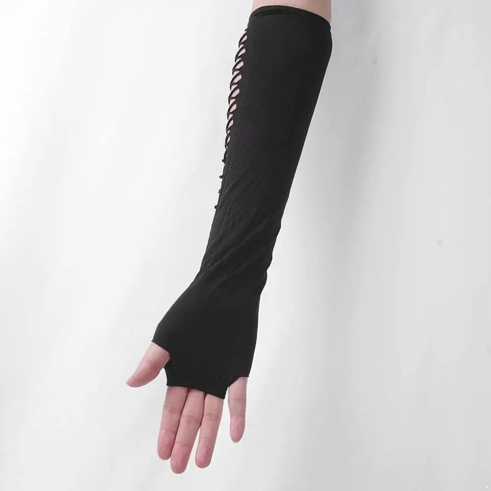 Elegance Shiny Women Fingerless Gloves Glitter Black Elastic Bridal Gloves Hollow Out Elastic Long Mesh Gloves Party Costume