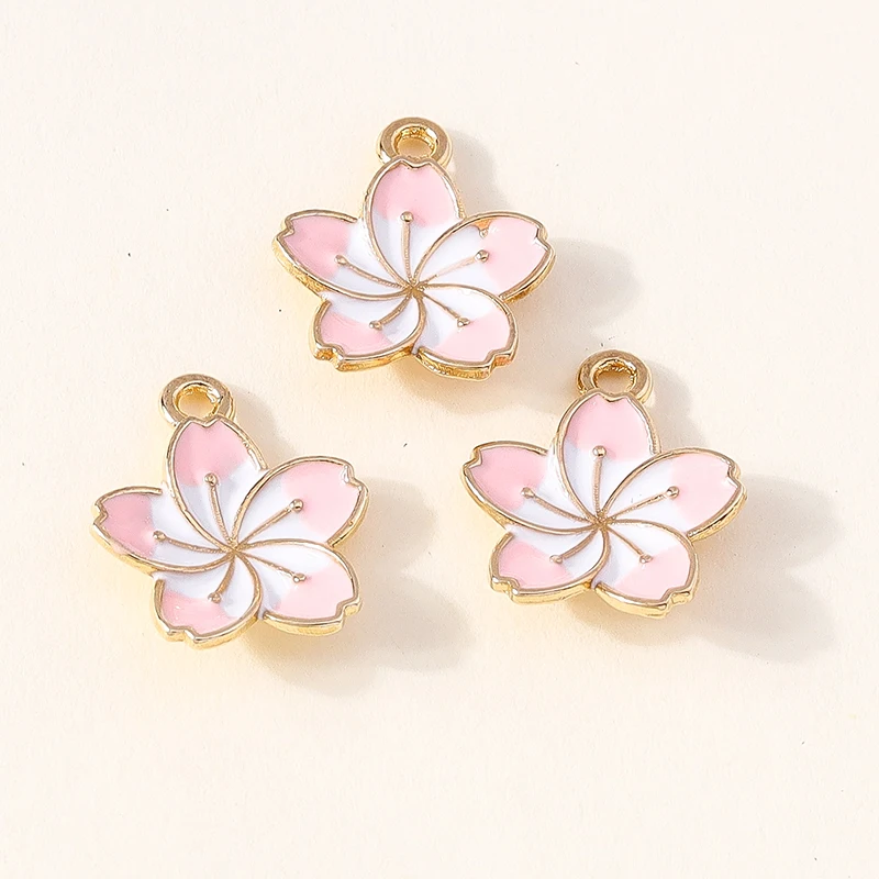 Duarte 20 Teile/los Nette Rosa Farbe Emaille Blume Charms Anhänger für Schmuck Machen DIY Ohrringe Halsketten Armbänder Zubehör – Detail 30