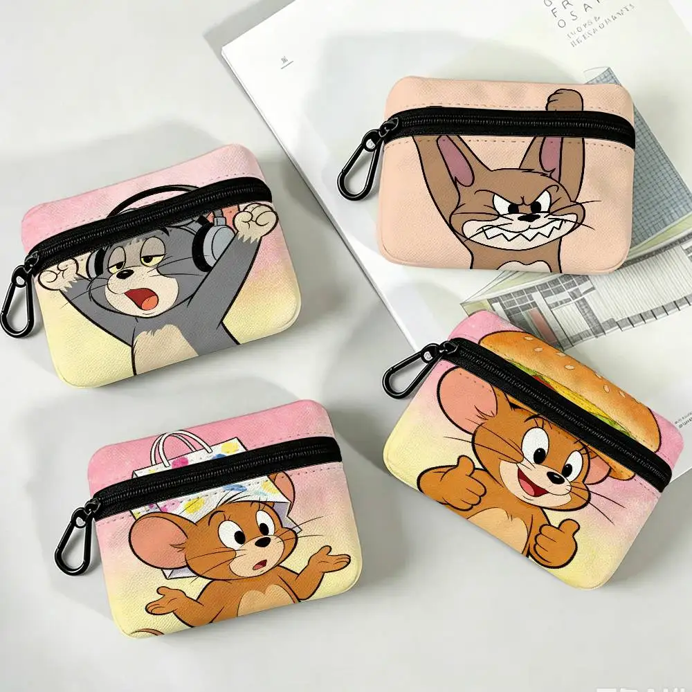 Funny Cartoon J-Jerrys T-Toms Daily Carry Oxford Fabric Small Coin Purse Multi-use Storage Pouch For Keys Cards Coins