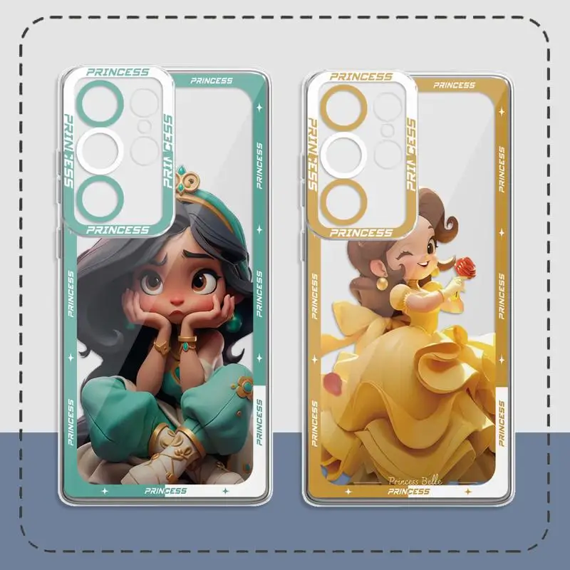 Princess Bella Disney Clear Case For Samsung Galaxy S24 S23 S22 S21 Ultra S20 FE S10 Note 20 10 Plus Coque Fundas