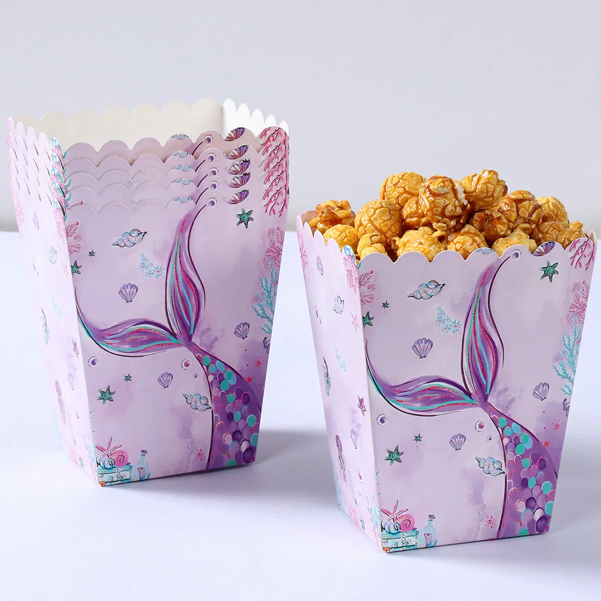 Mermaid Theme Party Popcorn Boxes Candy Box Mermaid Party Decor Wedding Baby Shower Kids Girls  Birthday Party Supplies