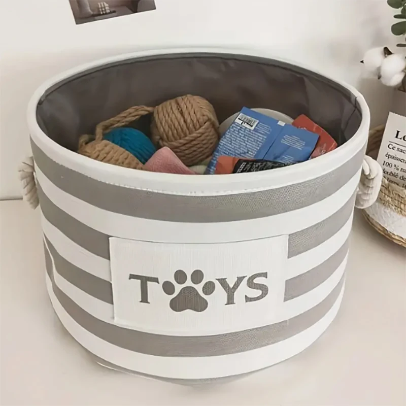 1 Pc Stylish and Durable Pet Toy Basket, Storage Frame with Rope Handle- Perfect Storage Solution for Dog Toys and Accessories