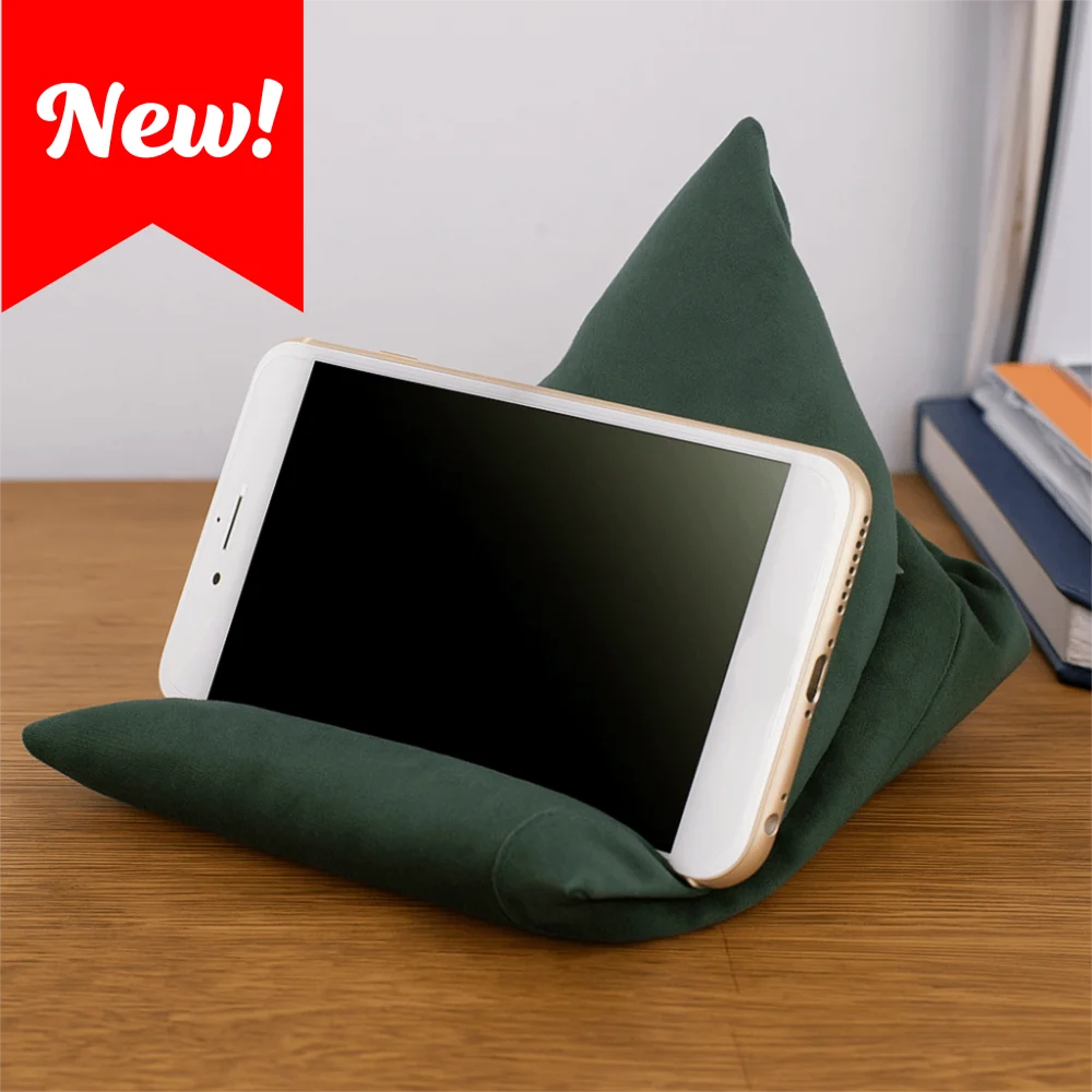 

Velvet Pillows Mobile Phone Holder Multi-functional Skin Friendly Triangle Phone Stand Portable Cushion Soft Fabric Phone Rack