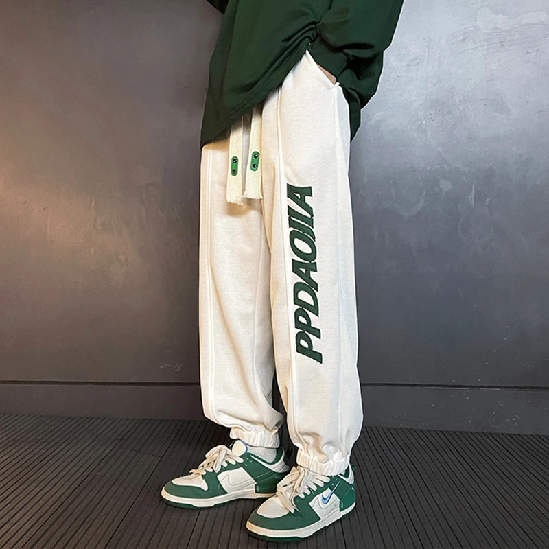 

American Sle Embroidered Men's Straight Leg Loose Fit Casual Sports Pants Spring Autumn High Street Trendy Large Size