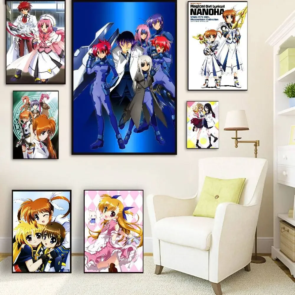A-ANIME Striker Magical Girl Lyrical Nanoha Striker Poster Self-adhesive Waterproof  Coffee House Bar Room Wall Decor