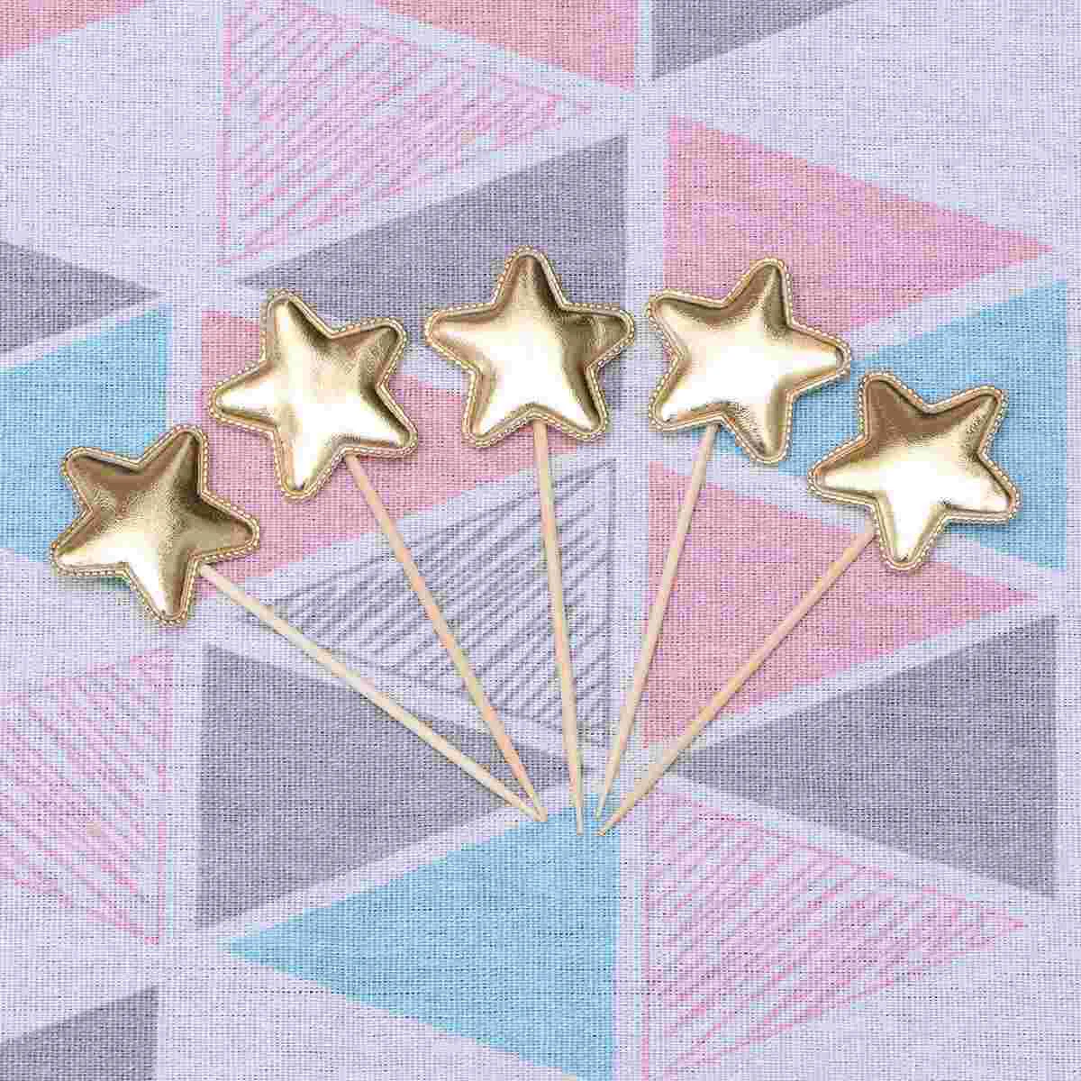 

5 Pcs Star Cake Toppers Wedding Cupcake Decor Picks Dessert Table Decorative Supplies