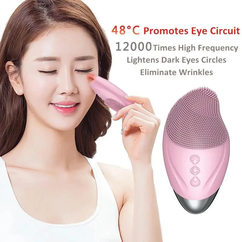 Escova de Limpeza Facial Elétrica Ultrassônica de Silicone para Limpeza Profunda dos Poros e Massagem Facial