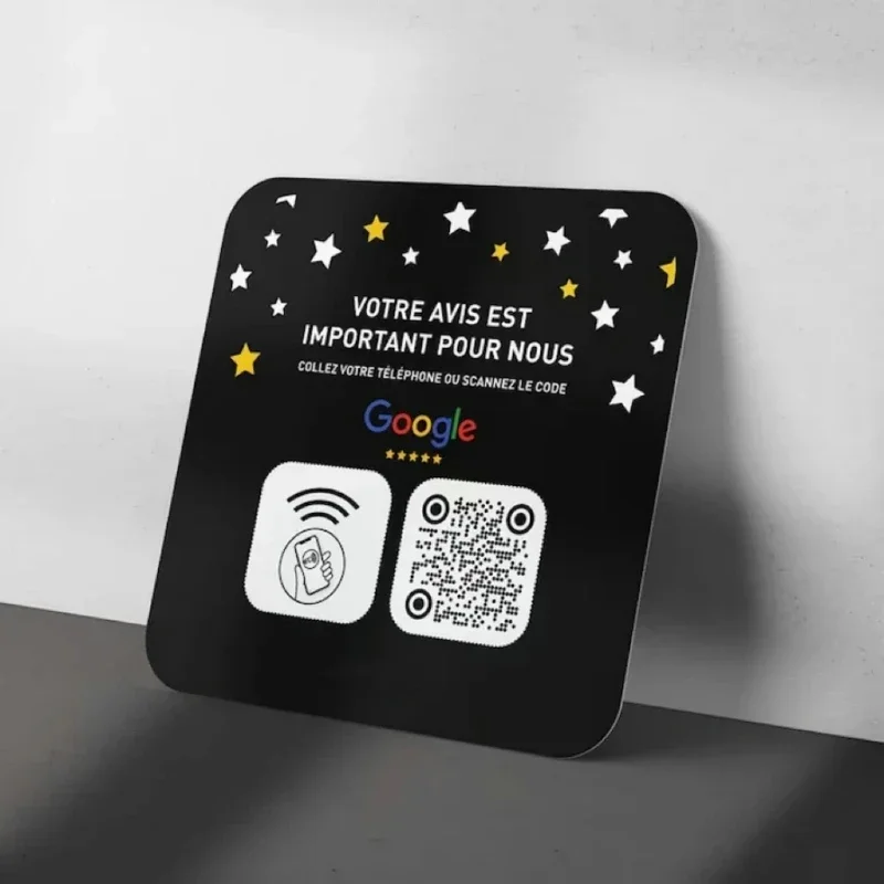 Custom Google Review Sign Acrylic Social Media QR Code Plate NFC One Tap Contactless Scan QR Code Get More Reviews For Business