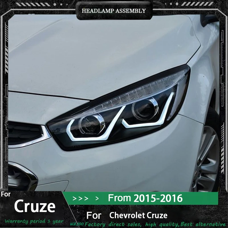 

Стайлинг автомобиля, фары для Chevrolet Cruze, 2015-2016, светодиодные фары, линзы проектора, DRL, фары в сборе, автомобильные фары в сборе