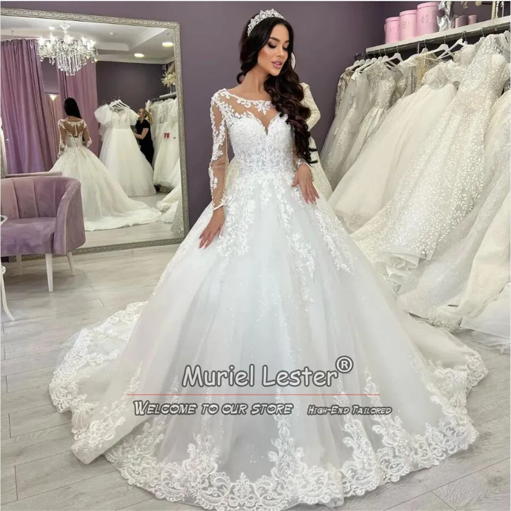 

Elegant Ball Gown Wedding Dresses Plus Size Sparkling Tulle Appliques White Bridal Gowns Bespoke Vestido De Noiva Casamento 2024