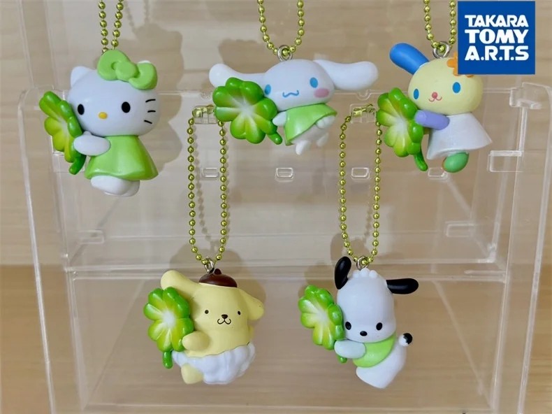 Takara Tomy Sanrio Four Leaf Clover Pendant Keychain Gashapon Capsule Hello Kitty Cinnamoroll Bag Decoration For Adult view 3