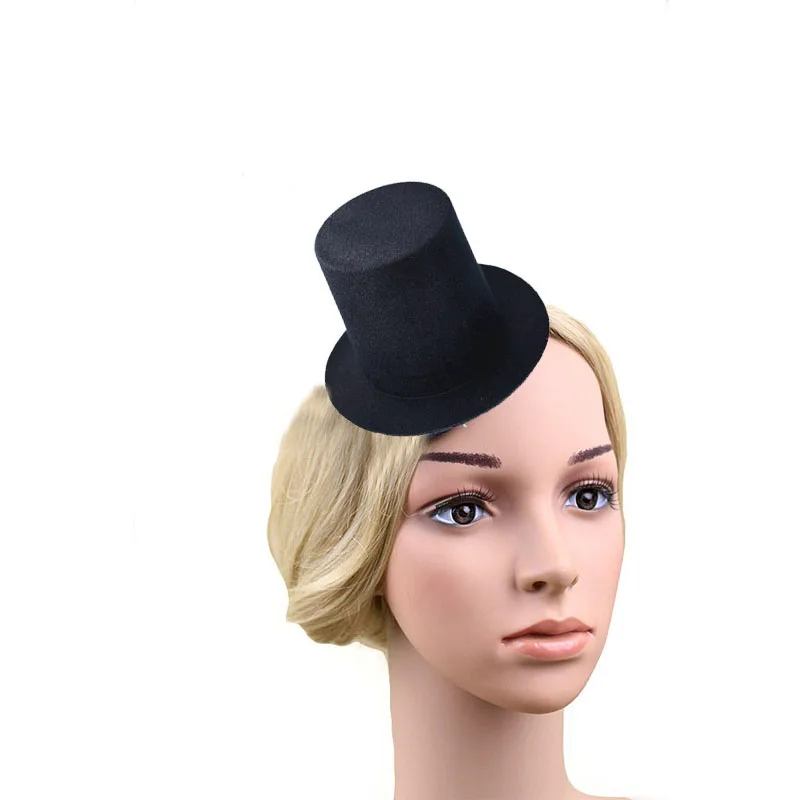 

10pcs Women Girls Black Mini Top Hat Hair Clip Decor Wedding Party Carnival Fancy Dress Base DIY Craft Accessories Halloween