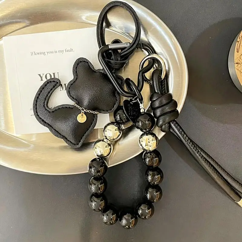 1 Stück Handtaschen-Schlüsselanhänger, Neue Imitationsperlen-Katzen-Handykette, Geschenk, Hängeornament, Anhänger für Frauen und Mädchen – Detail 7