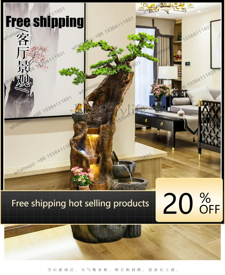 hot Welcome pine, flowing water fountain lucky ornament, atomization humidification arrangement decoration