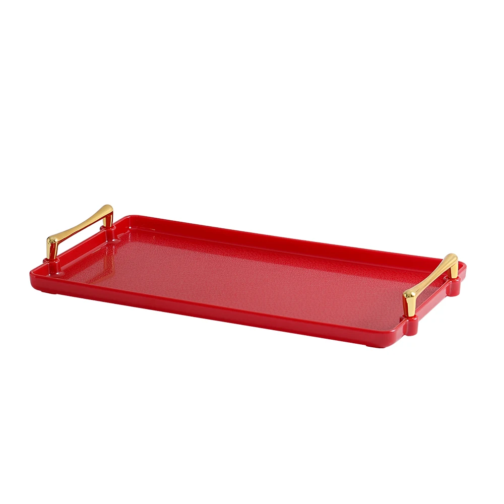 

Table Tray Plastic Serving Trays - Modern Rectangular Decorative Tray for Coffee Table Living Room Kitchen Countertop Bathroom