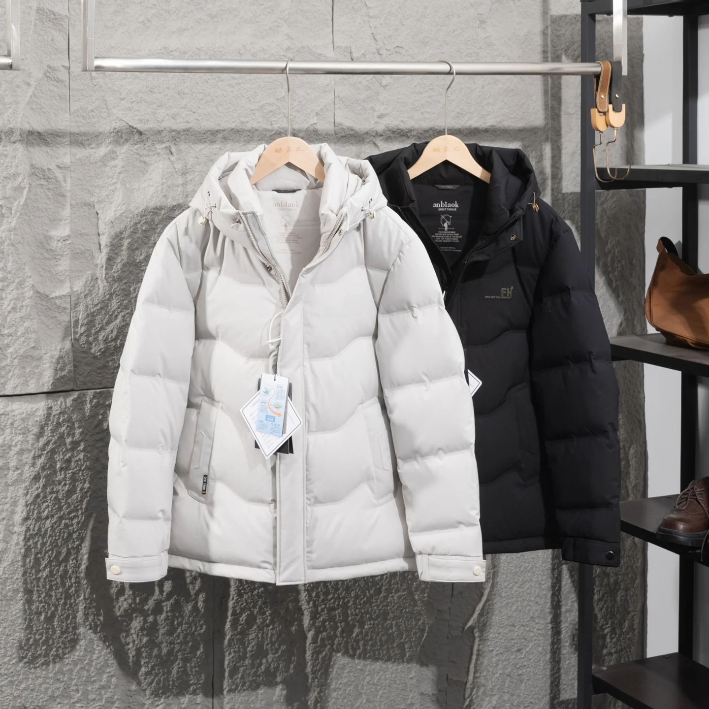 

90 down Puffer Jacket Men's Casual Thickened Warmth Reflective Autumn Winter New Style Business Casual Polyester Fiber