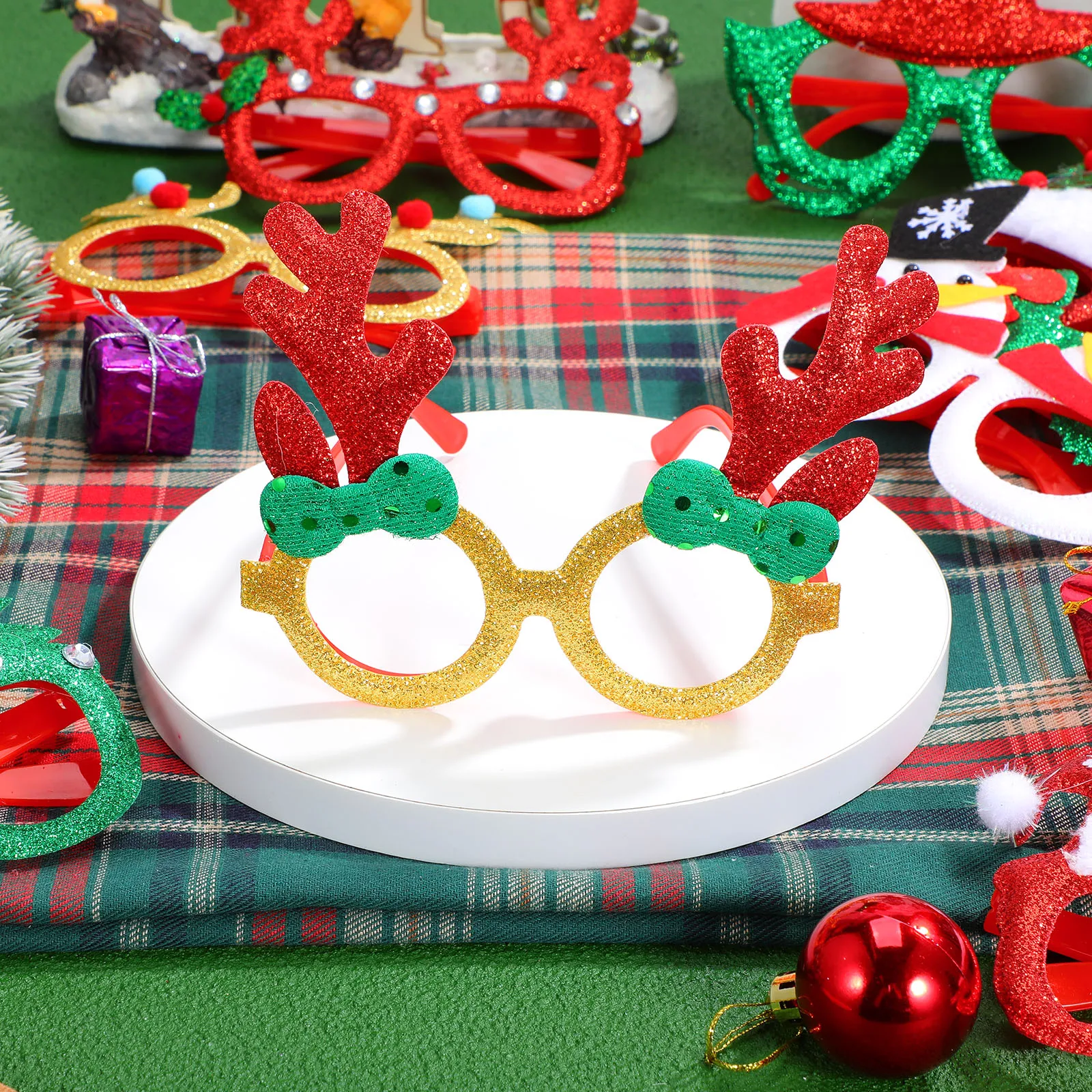 

12 Pcs Christmas Decoration Glasses Christmass Frames Funny Eyeglasses Holiday Photo Props Chiristmas
