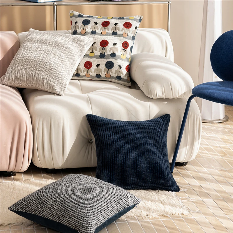 45X45CM French Cream Throw Pillow Cover Color Blocking Stamping Waist Cushion Cover Decor Home Decorative Pillowcase