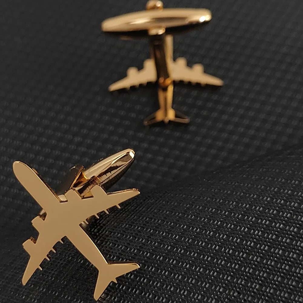 Stainless Steel Flying Aircraft Cufflinks for Men Luxulry Jewelry Shirt Cuff Links Business Wedding Buttons Clothing Accessories
