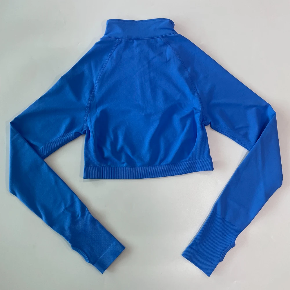 Pericic Crop-Top Yoga-Shirts Damen Langarm Zippy Crop-Top Sport-Oberteile mit Daumenlöchern Fitness Gym-Top Lauf-Workout-Kleidung – Detail 8