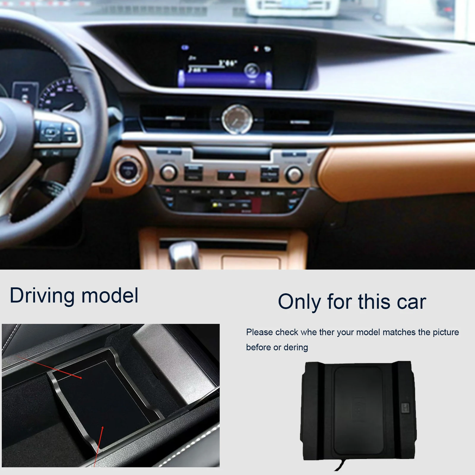 for Lexus ES ES200 ES300 2013-2017 Car Wireless Mobile Phone Charger Center Console Storage 18W iphone fast charge plate holder