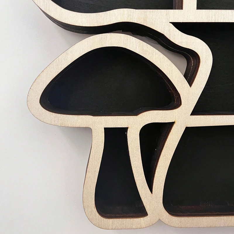 Mushroom-Shaped Shelf Multi-Layer Storage Rack Wall Decoration Pendant Wooden Craft Crystal Stone Storage Rack