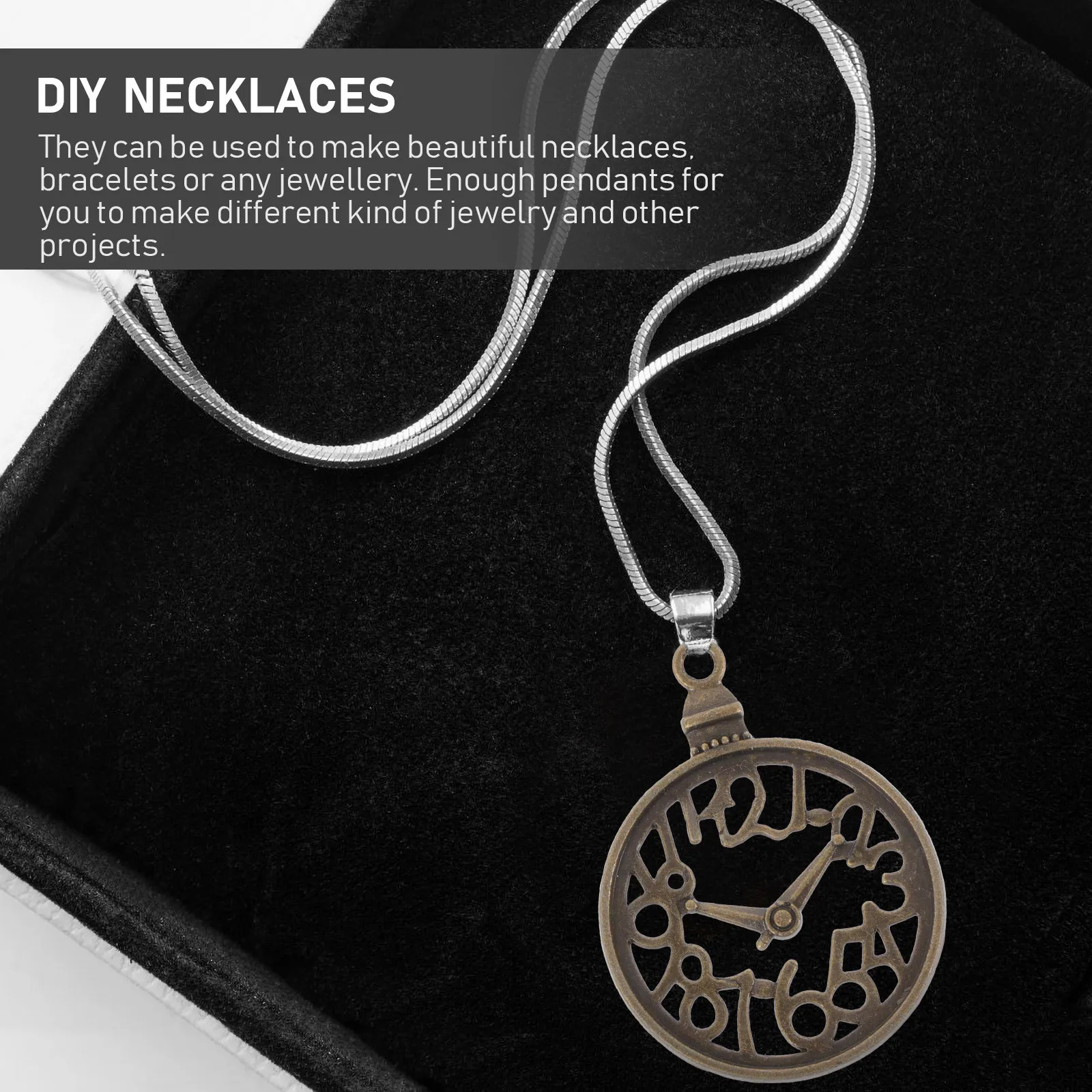 60Pcs Vintage Alloy Clock Shape Pendants DIY Jewelry Making Supplies Necklace Bracelet Earring Charms Key Chain Ornaments