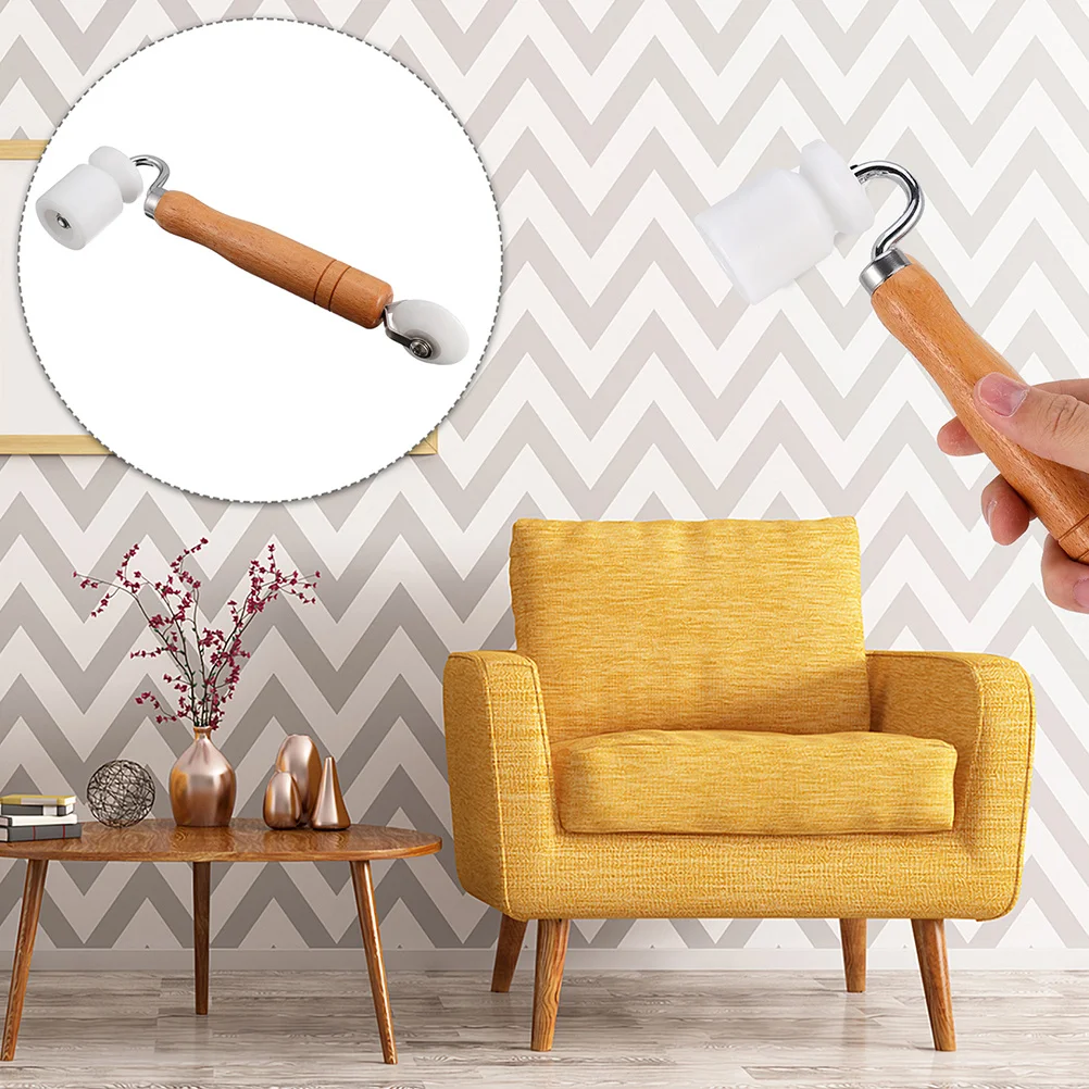 

2Pcs Wallpaper Seam Roller Wood Handle Flat Seam Rolling Tool for Internal External Corners Construction Tool Kit