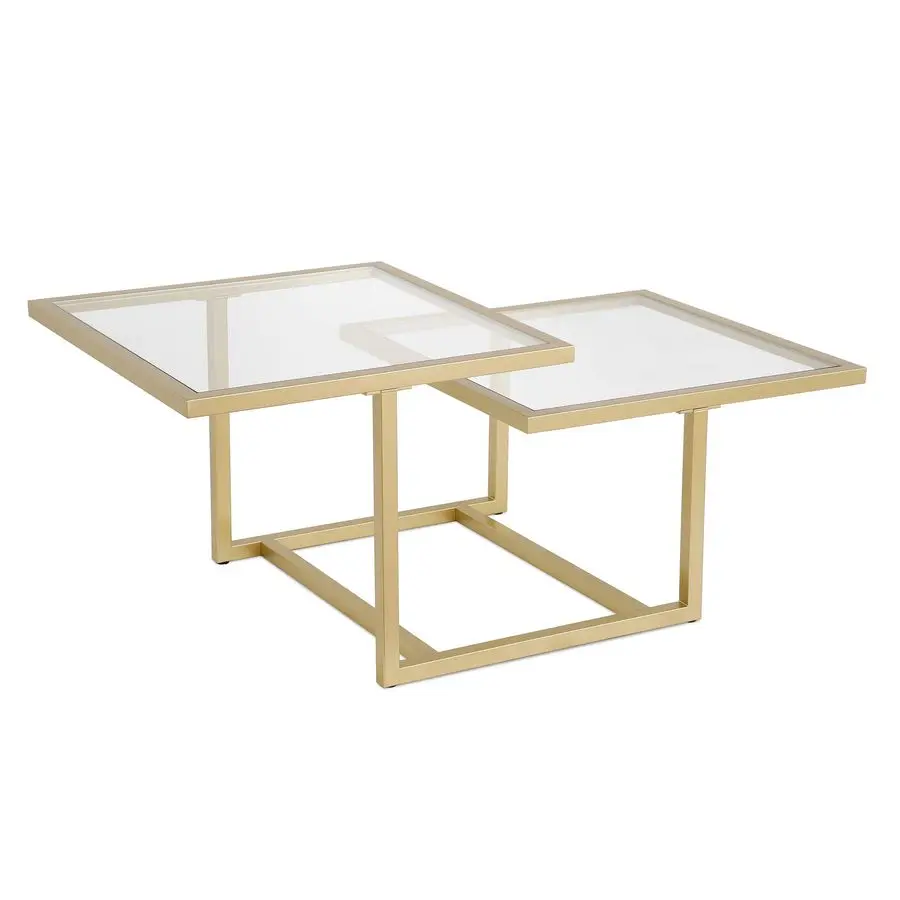 

43 Wide Square Coffee Table in Brass, Modern coffee tables for living room, studio apartment essentials