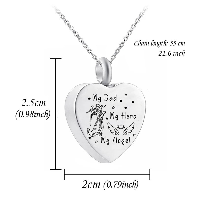 Cremation Jewelry for Ashes Heart Urn Necklace Pendants Ashes for Family Keepsake Memorial Angel Wing with Charm Heart for Loved