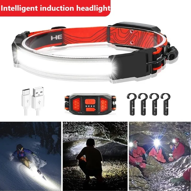 Usb Oplaadbare Lichtgewicht Schijnwerper Cob Core Outdoor Camping Hoofd Gemonteerd Zacht Licht Patch Koplamp