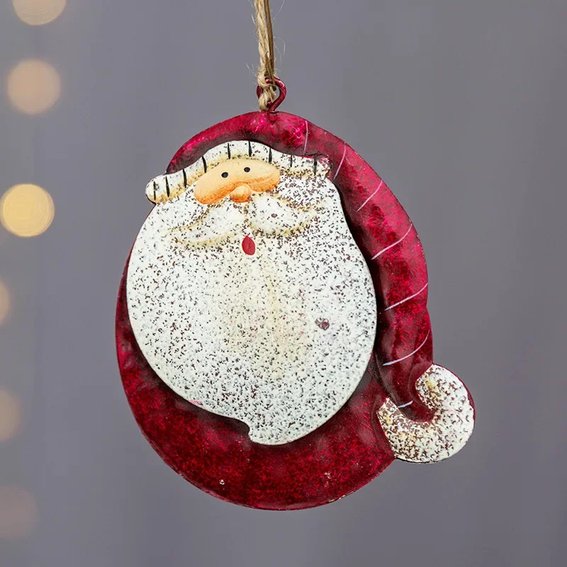 New Year 2024 Christmas Pendant Xmas Tree Decorations Hanging Metal Ornaments DIY Santa Claus Snowman Party Kids Toys Gift Xmas