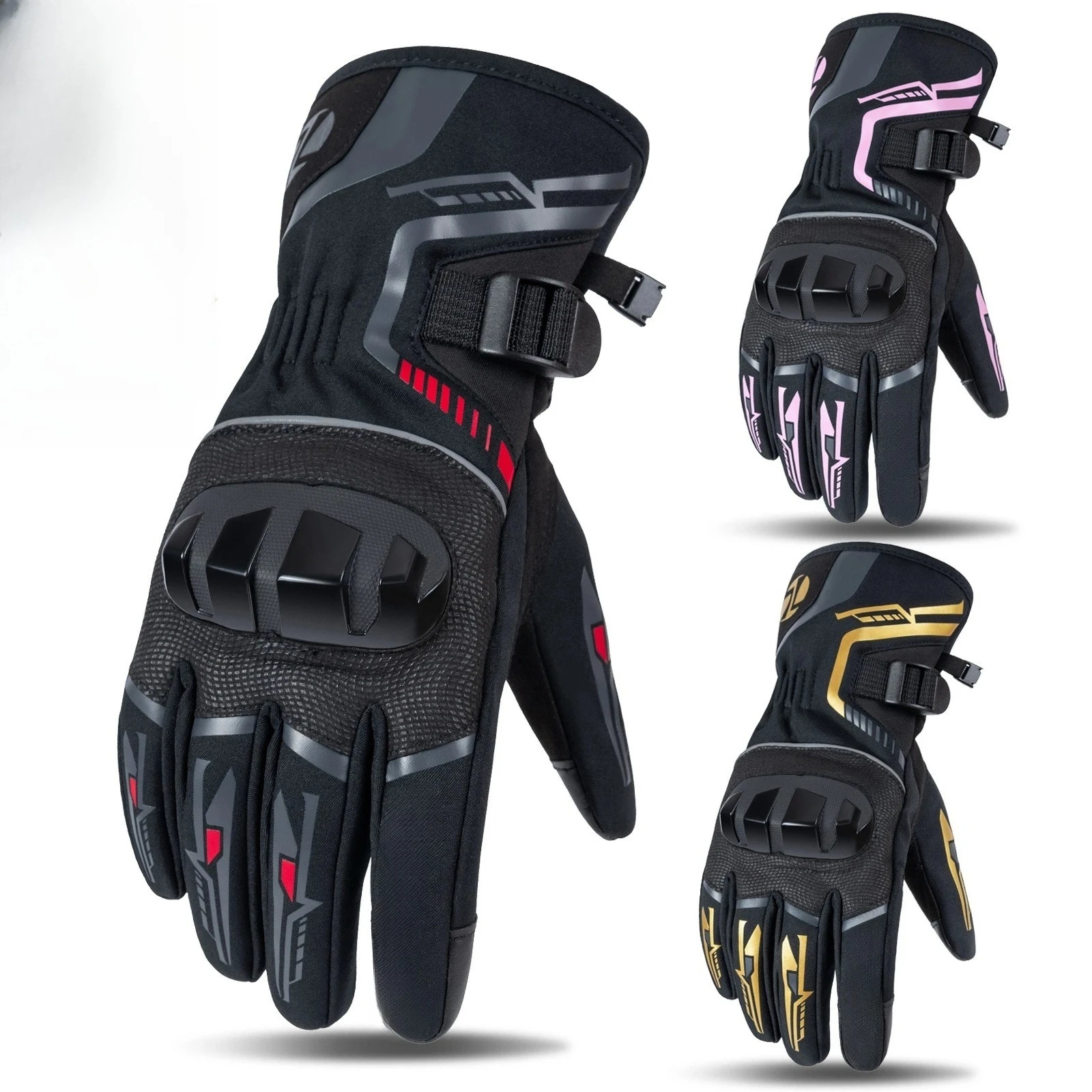 

Men's Winter Motorcycle Gloves: Anti-Impact, Fleece-Lined, Waterproof, Windproof, Cold-Resistant, Motorcycle Protective Gear