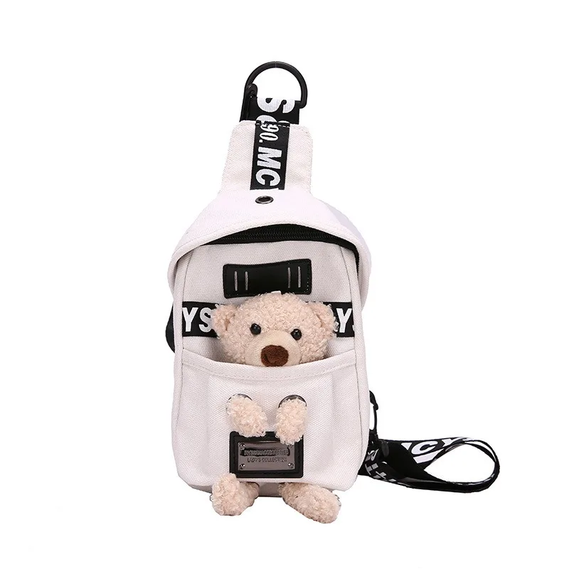 Sac à bandoulière en toile pour enfants, sac de poitrine décontracté, téléphone portable en peluche, dessin animé mignon, unique lancé, mode