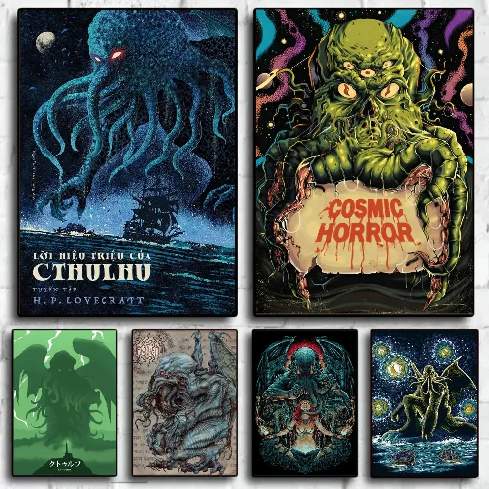 Classic Vintage Wall Art, Lovecraft Cthulhu, HD Canvas Printed Poster, Home Living Room Bedroom Decorative Painting