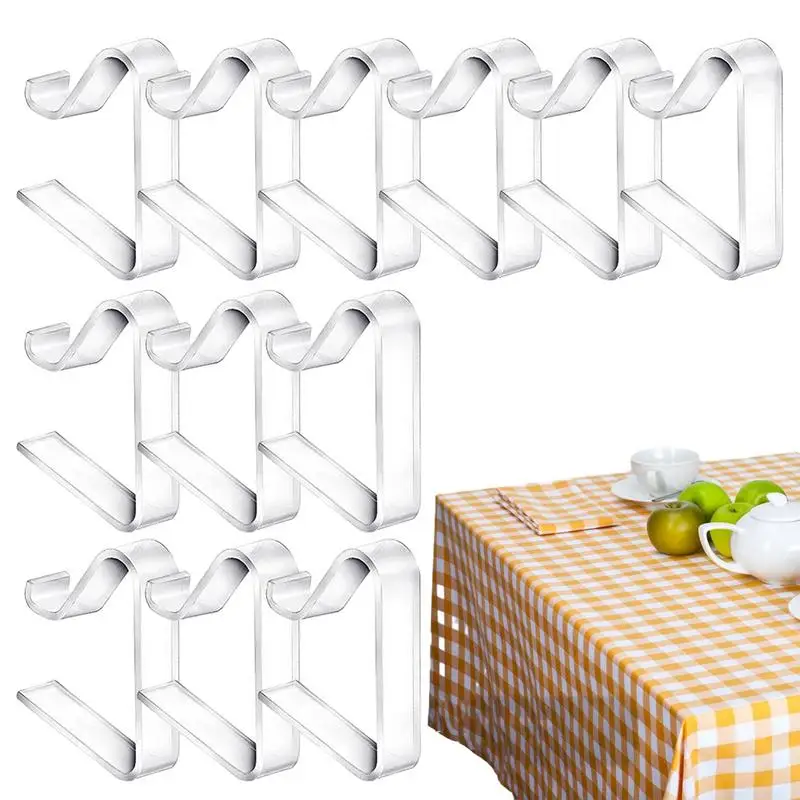 12pcs Clear Tablecloth Clips Picnic Cloth Plastic Clip Windproof Table Cover Holder Clamps For Home Kitchen Restaurant Accessory