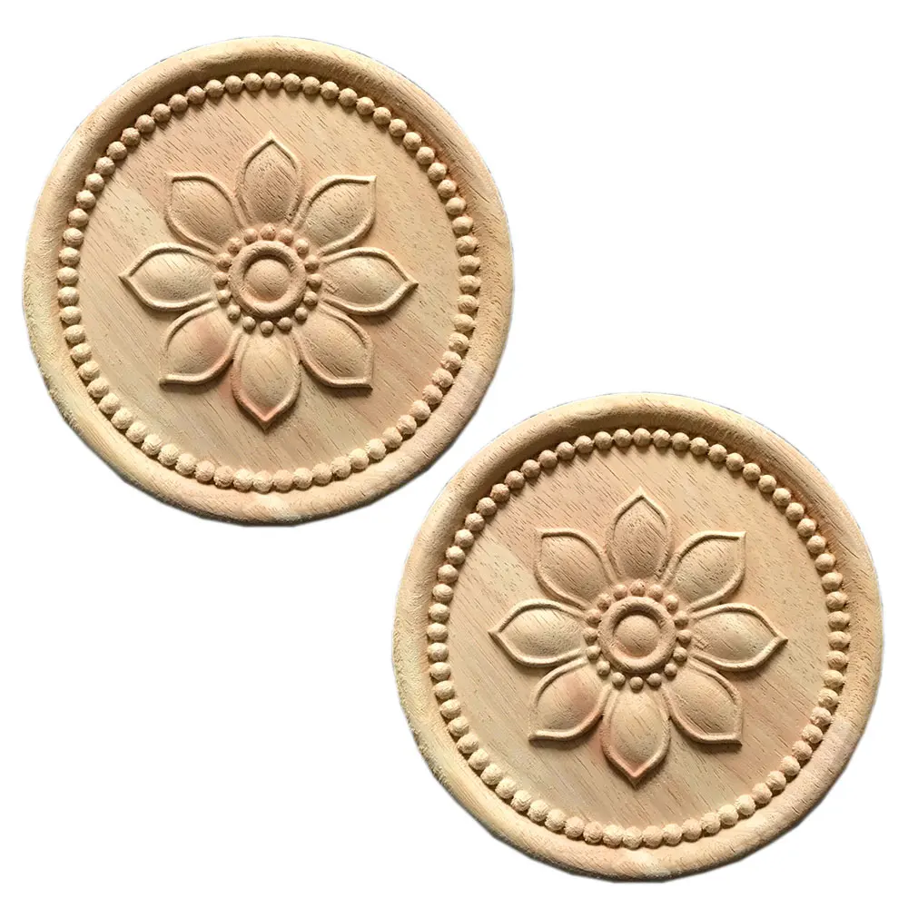 2pcs Vintage Wood Carved Corner Onlay Applique Unpainted Furniture Cabinet Decorative Wooden Decals Miniature Accessories 20cm