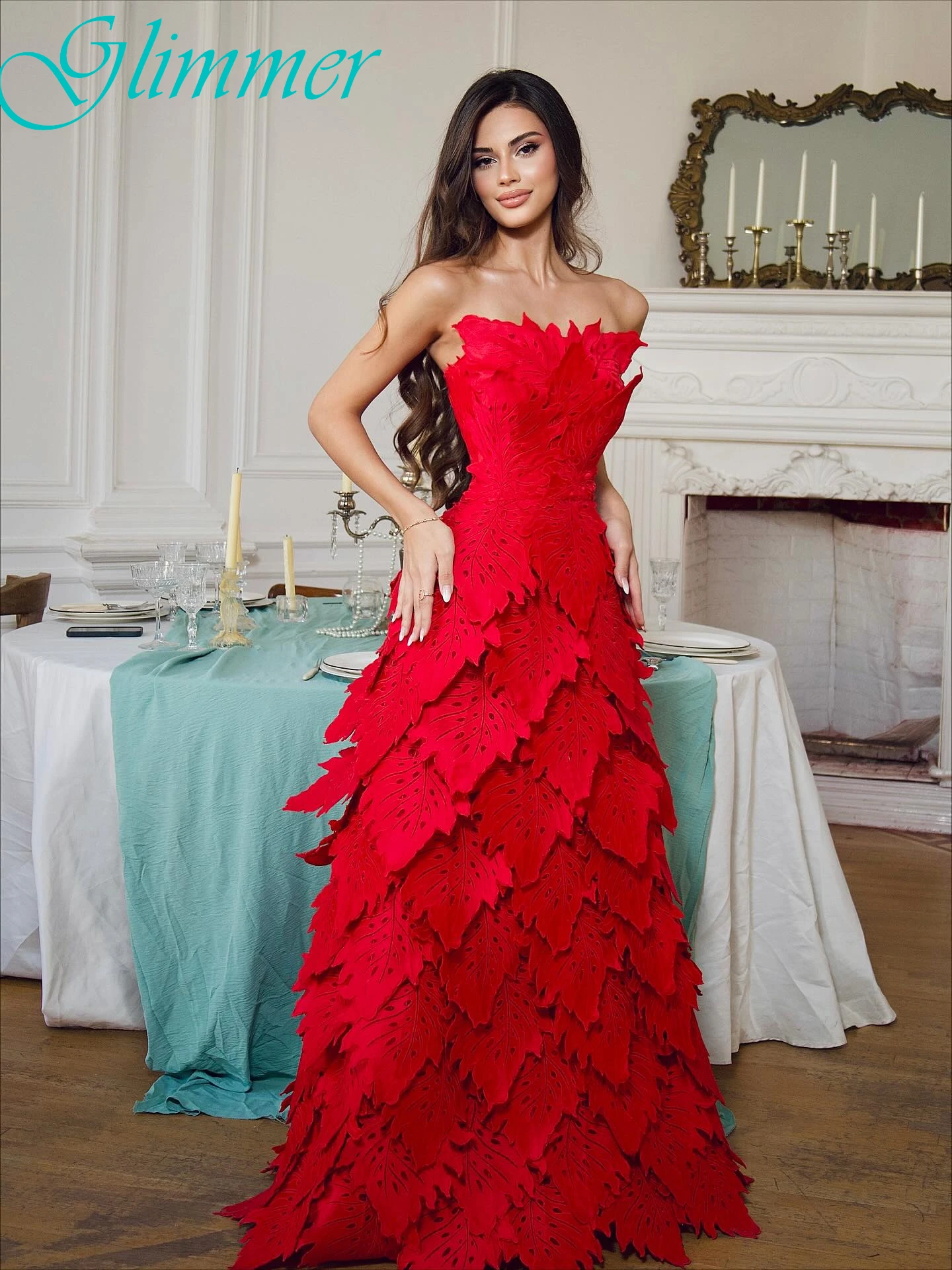 

Customized A-Line Strapless Sleeveless Elegant Evening Dress Classic Delicate Bespoke Occasion Gowns Modern Fashion Party Dress