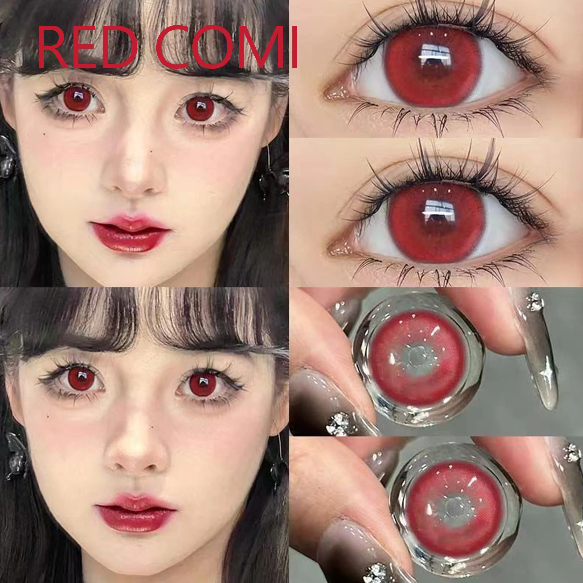 Zombia Cosplay 14.50mm Cosmetic Contact Lenses with Power Women Men Halloween Accessories lentes de contacto Red Comi