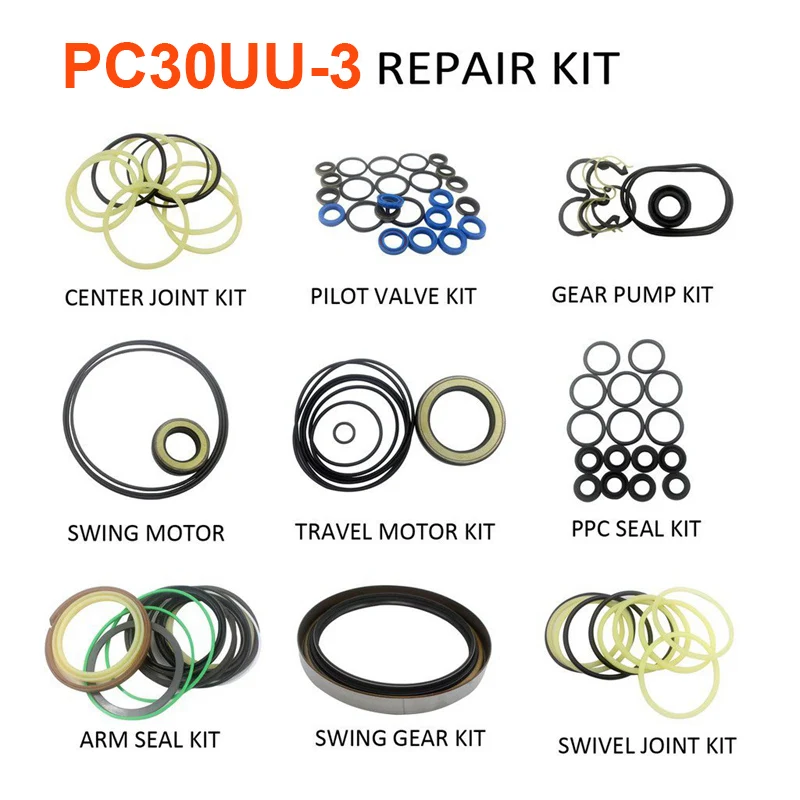 

For Komatsu PC30UU-3 Seal Repair Service Kit Excavator Oil Seals, 3 month warranty