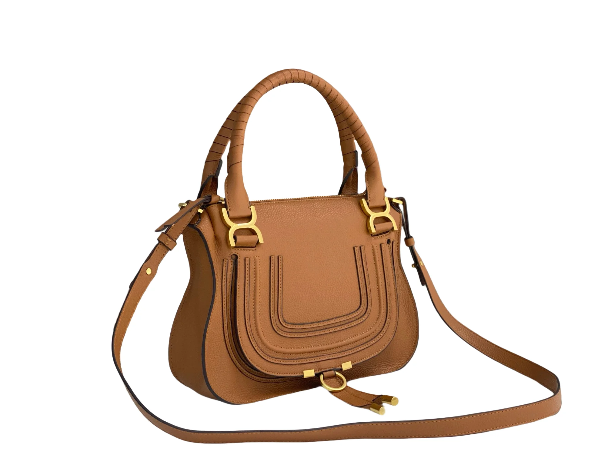 Women's Calfskin Vintage Hardware Saddle Bag Large Capacity Canvas Lining Casual Versatile Hand Shoulder Crossbody High Quality