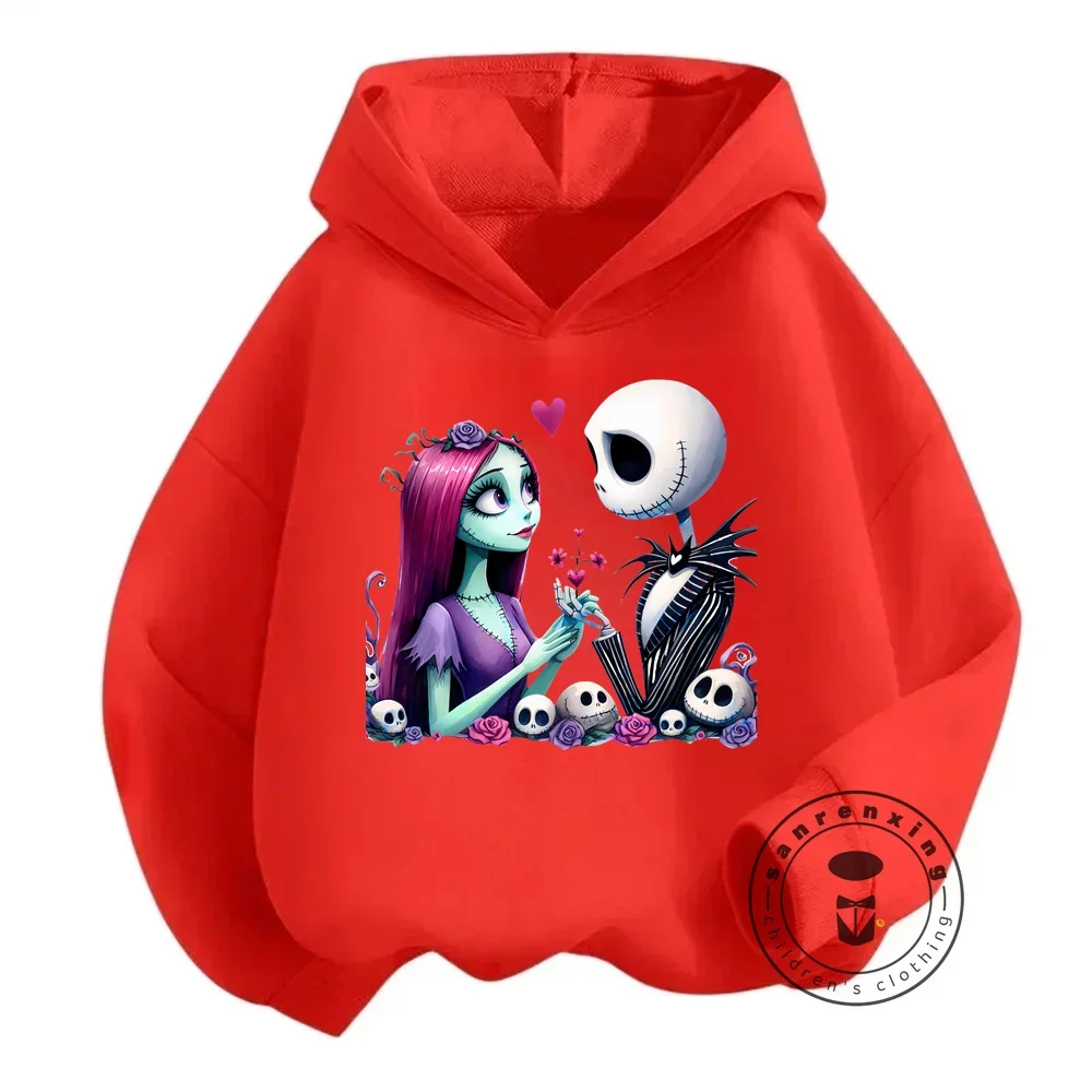 Kid\'s Fashion with The Nightmare Before Christmas Q-Edition Elastic Hoodie Perfect for Boys and Girls in Spring Autumn Season